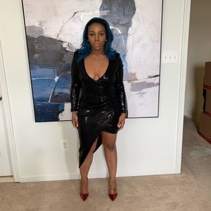 Black Sequin Party Dress